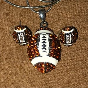 Sparkling Football necklace & earring set